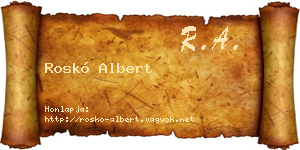 Roskó Albert névjegykártya